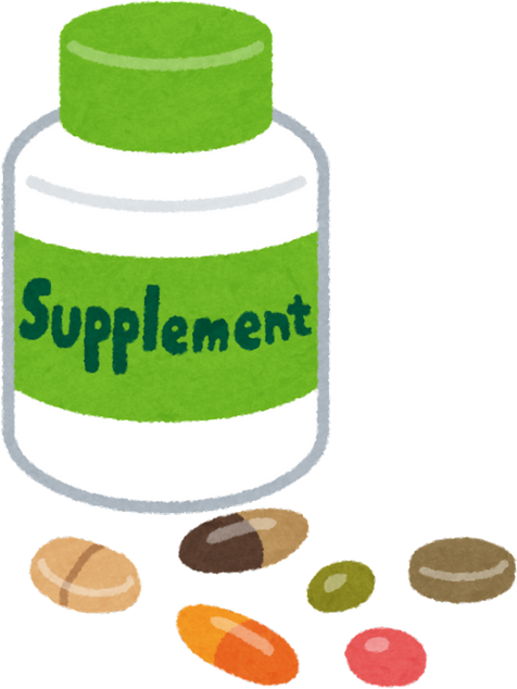 Hand Drawn Illustration of Supplement Bottle and Pills